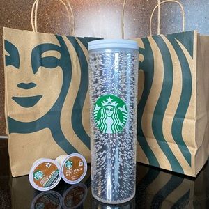 🍾STARBUCKS🍾 Silver/White Bubbles Hot Cup 16 oz